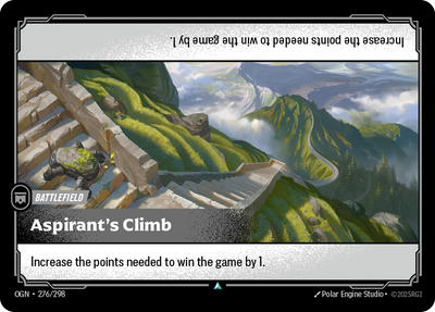 Riftbound Battlefield: Aspirant's Climb. Increase the points needed to win the game by 1.